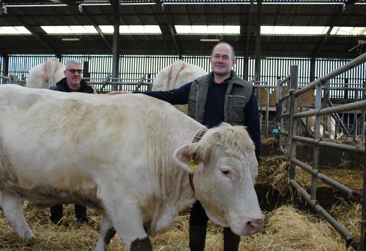 Hugues Bonhomme, président du syndicat de race et Cyril Dollion, éleveur.